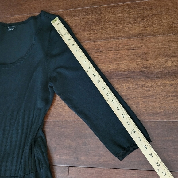 Ann Taylor Black Fit & Flare Knee Length Pleated Skirt Knit Dress Womens Size L - Picture 9 of 9